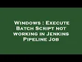 Windows Execute Batch Script not working in Jenkins Pipeline Job