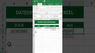 DATEDIF Formula in excel Excel function