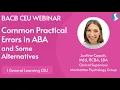 Common Practical Errors in ABA and Some Alternatives