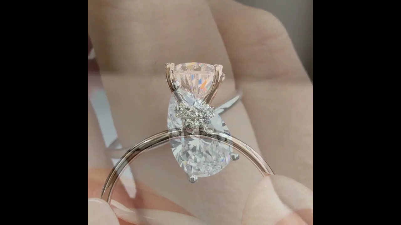 Freya丨Double Hidden Halo Promise Ring with 2CT Pear Lab Grown Diamond