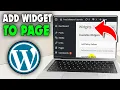 How To Add Widget To Page wordpress 2026