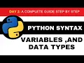 DAY 2 Python Syntax Variables and Data Types Python Course