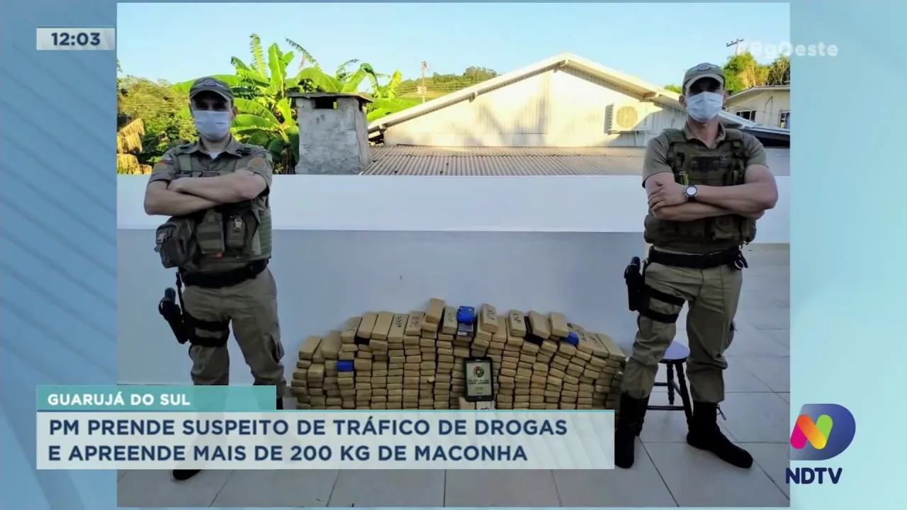 PM prende suspeito de tráfico de drogas e apreende mais de 200 kg de maconha em Guarujá do Sul