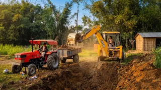JCB Digging Soil & Loading Tractor | House Construction Land Filling Work | JCB Video 130