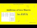 Java Program Matrix Addition using 2-D Array