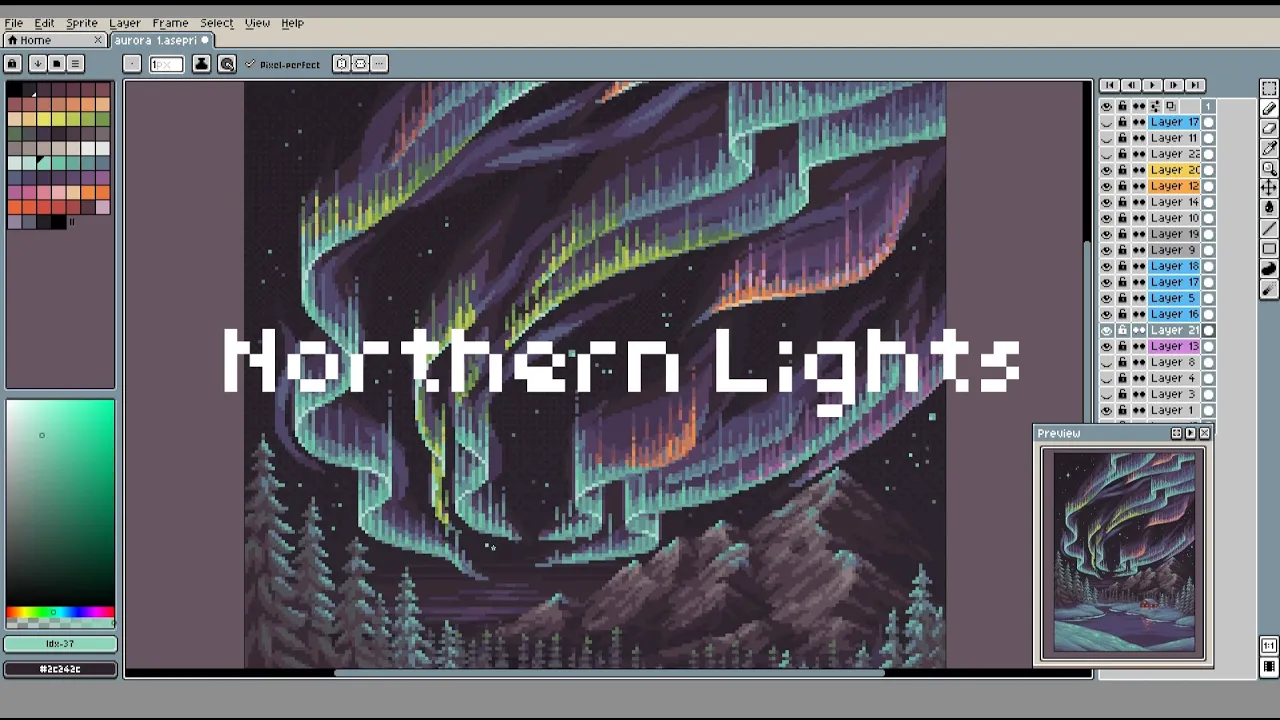 Northern Lights | Paint Pixel Art with me!