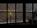 Ambiance felt from the window of the cabin on a snowy winter Snowstorm Blizzard