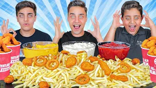 تحدي أكل اكبر كمية بطاطا ومقرمشات لو خسرنا نترك اليوتيوب 