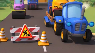 ВЧИМО ТРАНСПОРТ УКРАЇНСЬКОЮ 🚧 Ремонт дороги 🚜 Грейдер, Самоскид, Трактор дітям — Паровозик Оллі