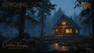 Cozy Cabin Thunderstorm Relaxing Rain Thunder Ambience to Calm Your Noisy Mind 4K 10 Hours