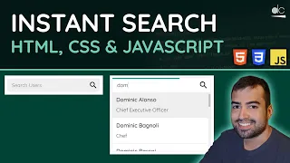 Instant Search Bar in JavaScript - HTML CSS JavaScript Tutorial Project