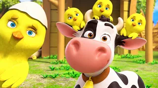 🐥 Los Pollitos Dicen con La Vaca Lola 🐄 + A Ram Sam Sam | Canciones de la Granja para Niños - LooLoo