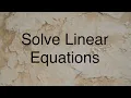 Solve Linear Equations YEAR 7