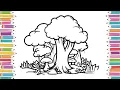 How to Draw And Color Tree Tree Coloring Pages for Kids
