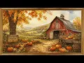 Cozy Pumpkin Patch Frame TV Art Rustic Red Barn Watercolor Autumn Harvest Decor Fall Ambience
