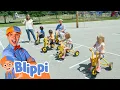 Blippi races the school kids with a bicycle Blippi Vehicles Learning s for Kids