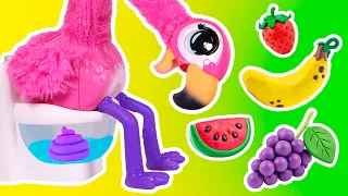 Aprende las FRUTAS con el FLAMENCO que hace POPÓ 🍉🦩🍌 Videos para niños