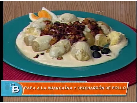 Papa a la huancaína y chicharrón de pollo