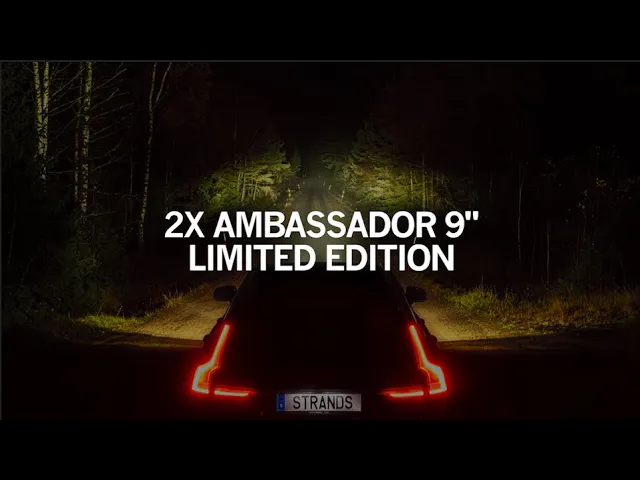 10–32 В, 67 Вт, 5535 лм, STRANDS (Швеция) AMBASSADOR DARK EDITION сигнальная лампа, IP68, EMC ECE R10, 230,50 x 132,00 мм, кабель 3 м, гарантия 3 года, холодный белый свет 6000 К