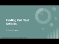 Finding Full Text Articles