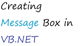 Creating Message Box in VB NET