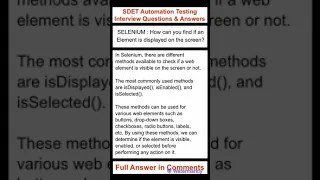 SELENIUM JAVA How can you find if an element is displayed on the screen