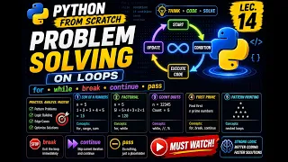 Problem Solving on Loops for while break continue pass Python From Scratch Lec 14
