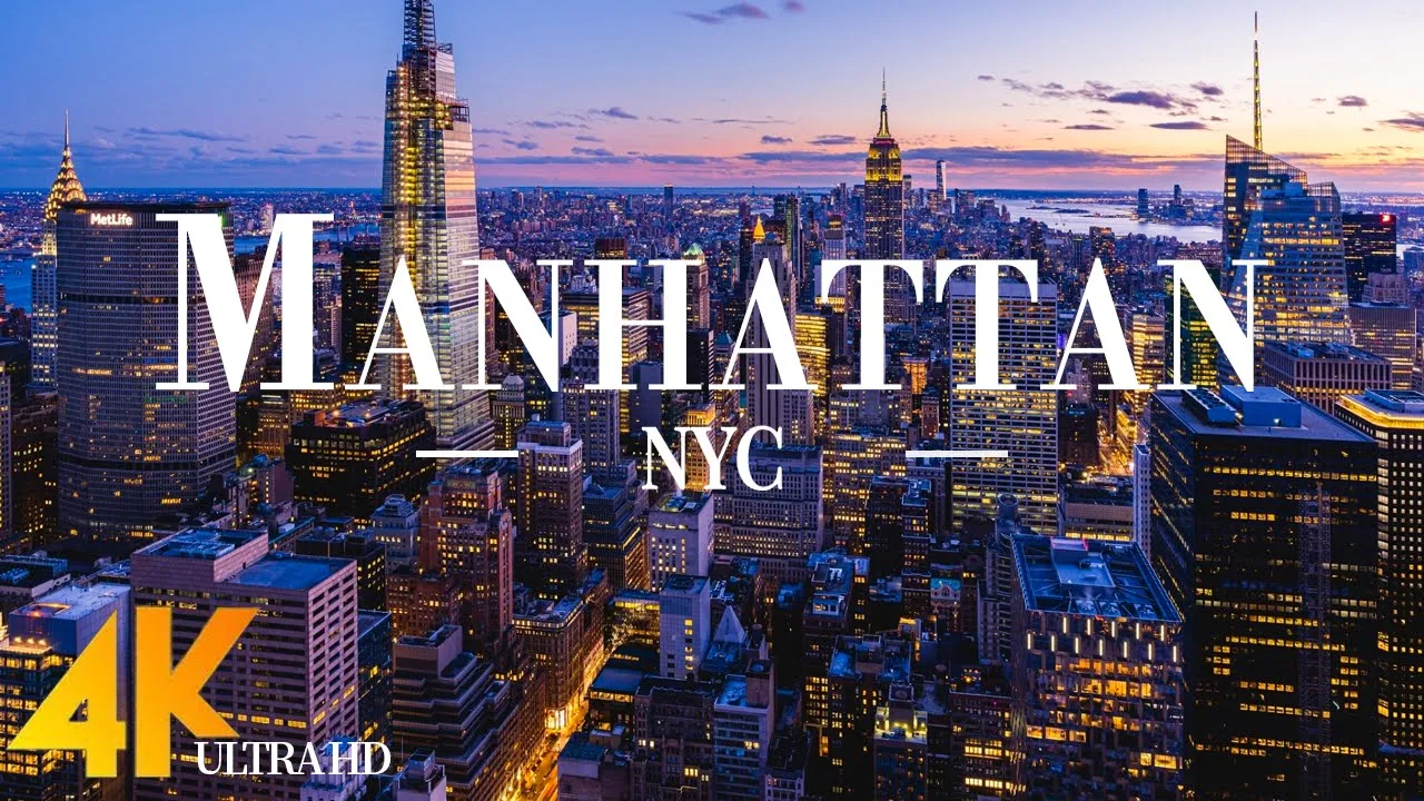 Manhattan 4K drone view • Beautiful aerial view over Manhattan | Relaxation film with calming music