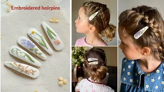 Embroidered hair clips DIY tutorial