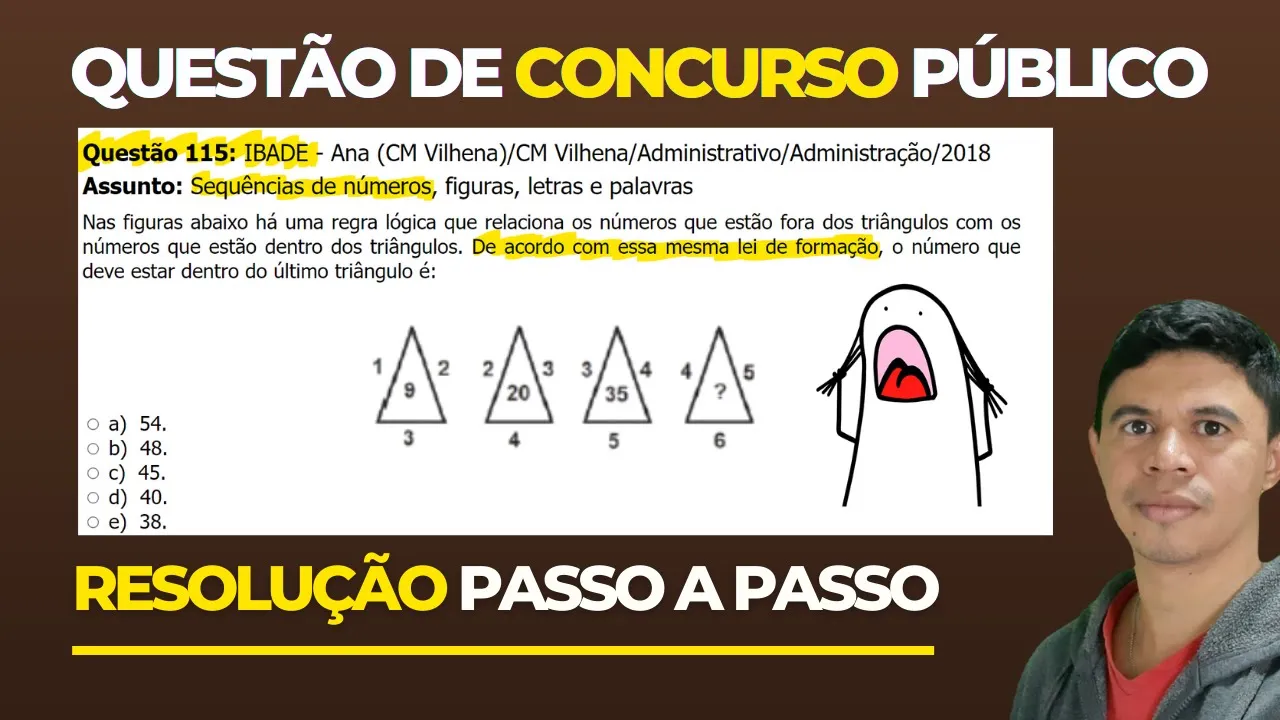 🧑‍🏫Questão 115 BANCA #IBADE 📚  Sequência Numérica♟️ Raciocínio Lógico para #concursos