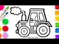 How to Draw a Tractor Draw Paint With Me Step By Step