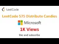 575 Distribute Candies LeetCode Microsoft Facebook Interview Question