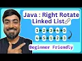 Java Program Right Rotate Linked List by k Places Coding for Beginners