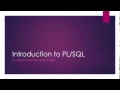 PL SQL Beginner Tutorials Introduction and Getting Started
