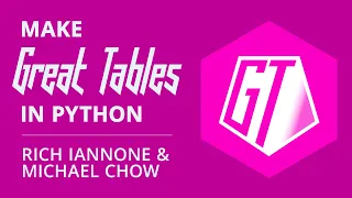 Great Tables Make beautiful publication quality tables in Python Rich Iannone Michael Chow