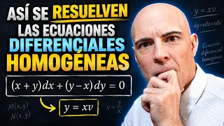 ECUACIÓN DIFERENCIAL HOMOGÉNEA | Cambio y = xv paso a paso