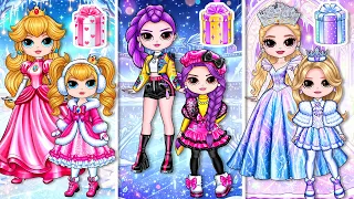 K-Pop Huntrix Rumi, Princess Peach, Glinda Winter Family Fashion Party Dress up  | Paper Fashion DIY
