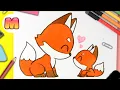 HOW TO DRAW A KAWAII FOX AND HER BABY - Easy Kawaii Drawings