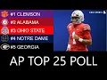AP Poll College Football Top 25 Rankings As Big Ten Returns Feat Ohio State Michigan Alabama