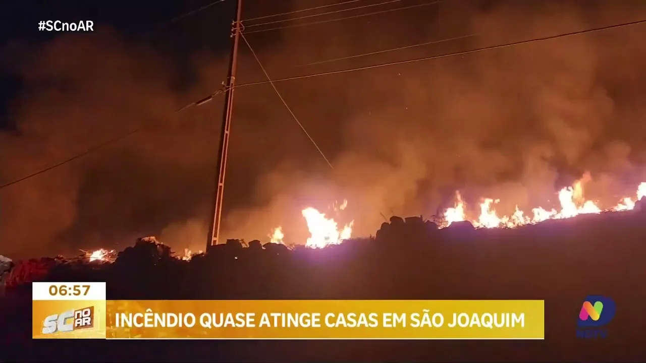 Incêndio quase atinge casas em São Joaquim