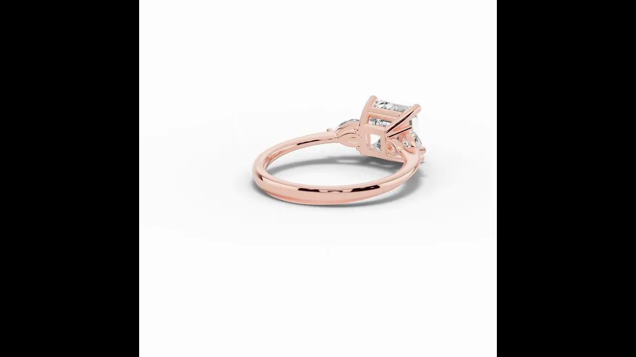 Vionne Asscher Three-Stone Engagement Ring