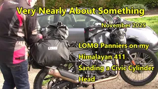 VNAS November 2025 – Trying out LOMO waterproof panniers on Himalayan 411, Sanding a cylinder head
