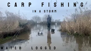 Carp fishing in a storm