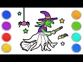 Glitter Halloween Witch Halloween Spooky Drawing and Coloring HooplaKidz How To