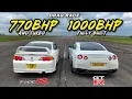 AWD SAVAGES 1000HP NISSAN GTR vs AWD 770HP HONDA DC5 TYPE R