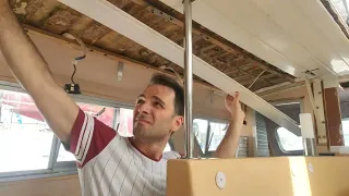 After cleaning out some rotten wood it was time to put the ceiling back in
