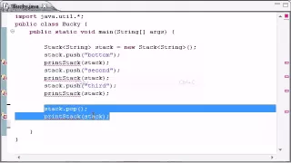 Stack push pop in Java