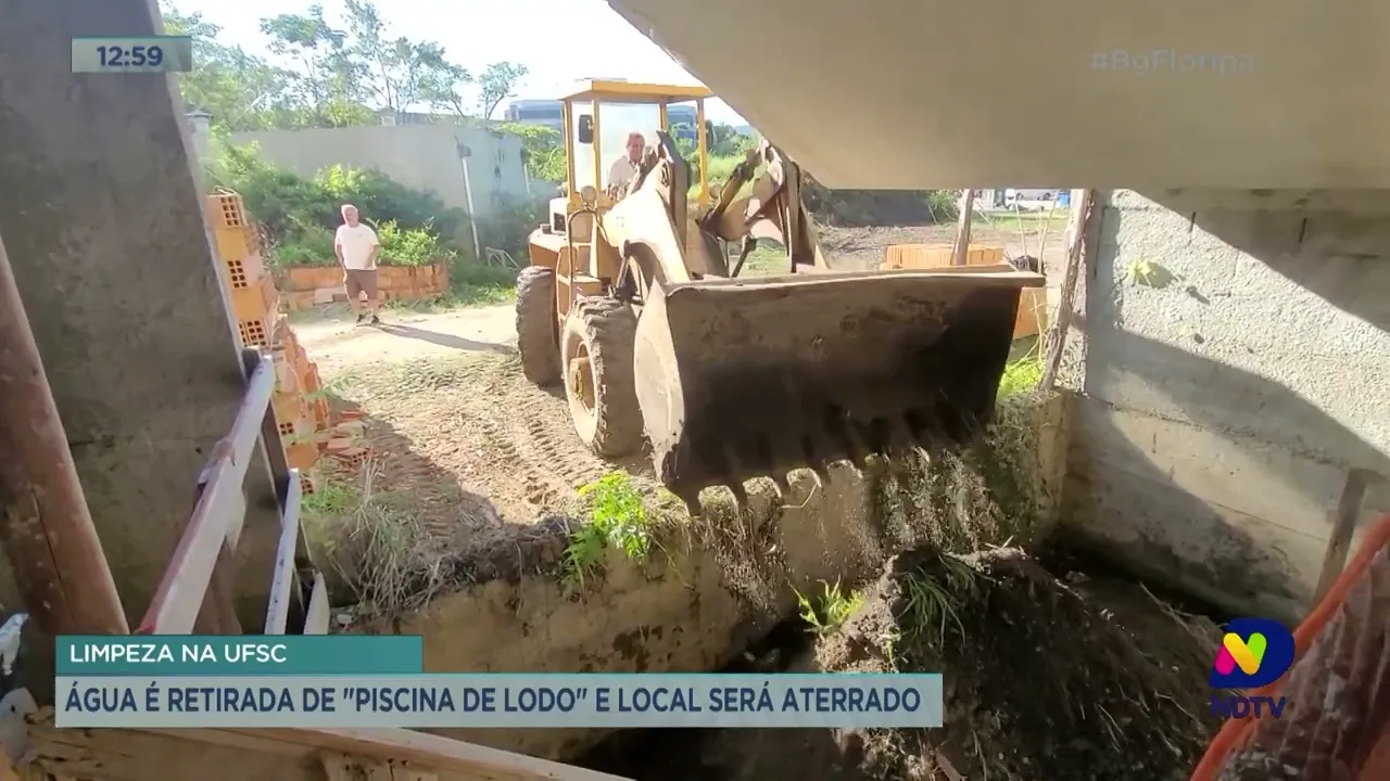 “Piscina de lodo” da Ufsc é esvaziada e local será aterrado
