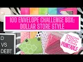 DIY 100 Envelope Savings Challenge box with dollar store items plus free printable Freebie Friday