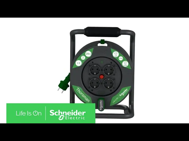 Thorsman cable reel 20m IP20 H05VV-F 3G1.5mm2 thermal protection 4x Schuko SE, SCHNEIDER ELECTRIC, IMT33140